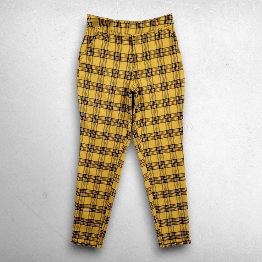 Mall Goth Yellow Plaid Tapered Pants Women S Grunge Alt Punk E-Girl Hot Topic